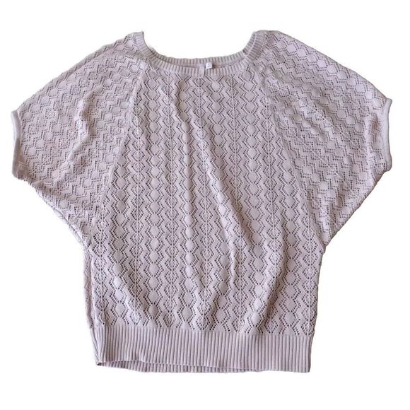 Frenchi Tops - Frenchi Blouse Women XL Rose‎ Pink Knit Crochet Sweater 100% Cotton Domed Sleeve